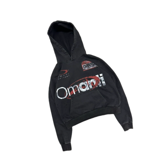 HELLO DISTRESSED HOODIE BLACK