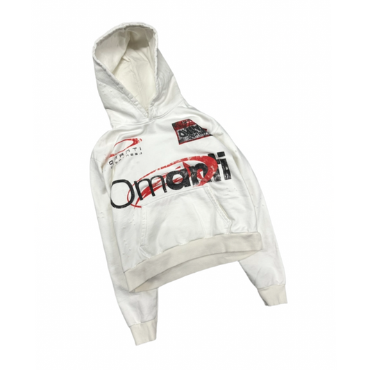 HELLO DISTRESSED HOODIE WHITE